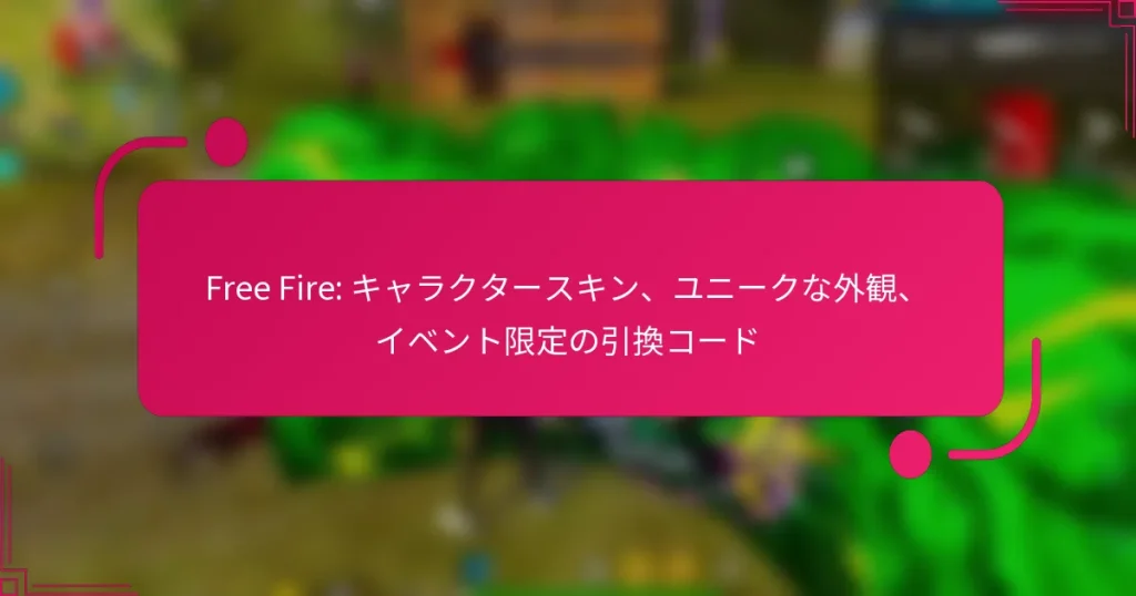 Free Fire: キャラクタースキン、ユニークな外観、イベント限定の引換コード